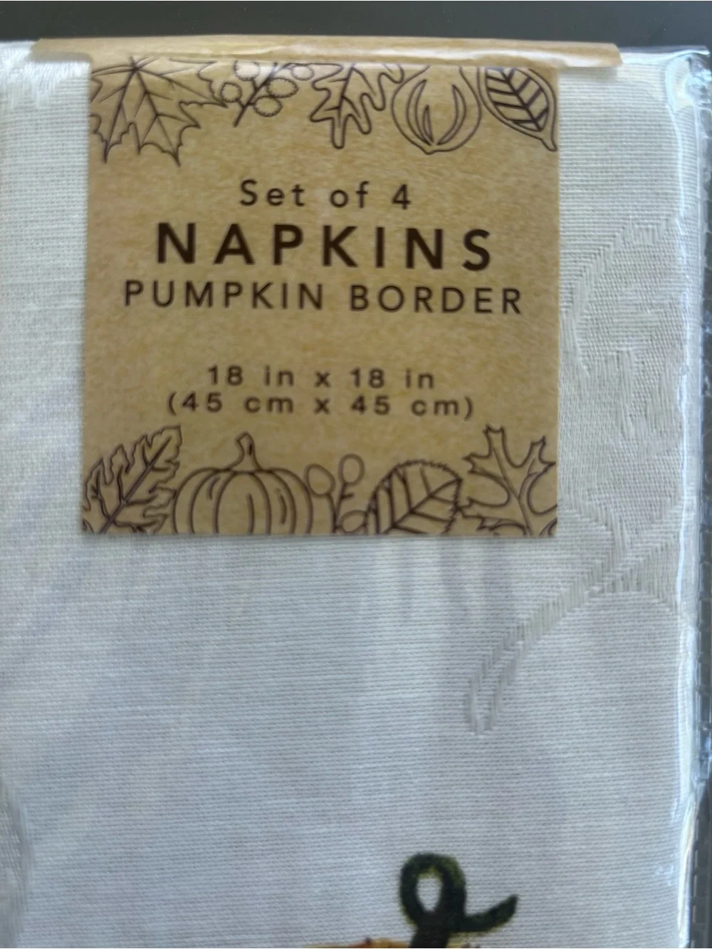 NEW Fall Autumn Pumpkin Border Napkins Set of 4 18
